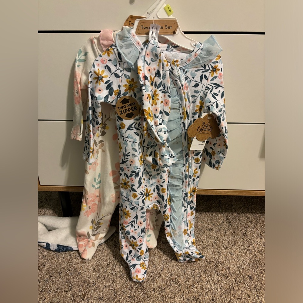 2, 3 month infant girl pajamas NWT